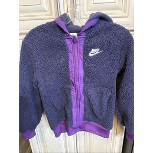 Nike Girls Sportswear Club Fleece Full Zip Winterized Hoodie Jacket Purple Small